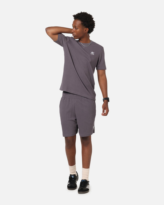 Adidas Trefoil Essentials Waffle T-Shirt Grey Strata