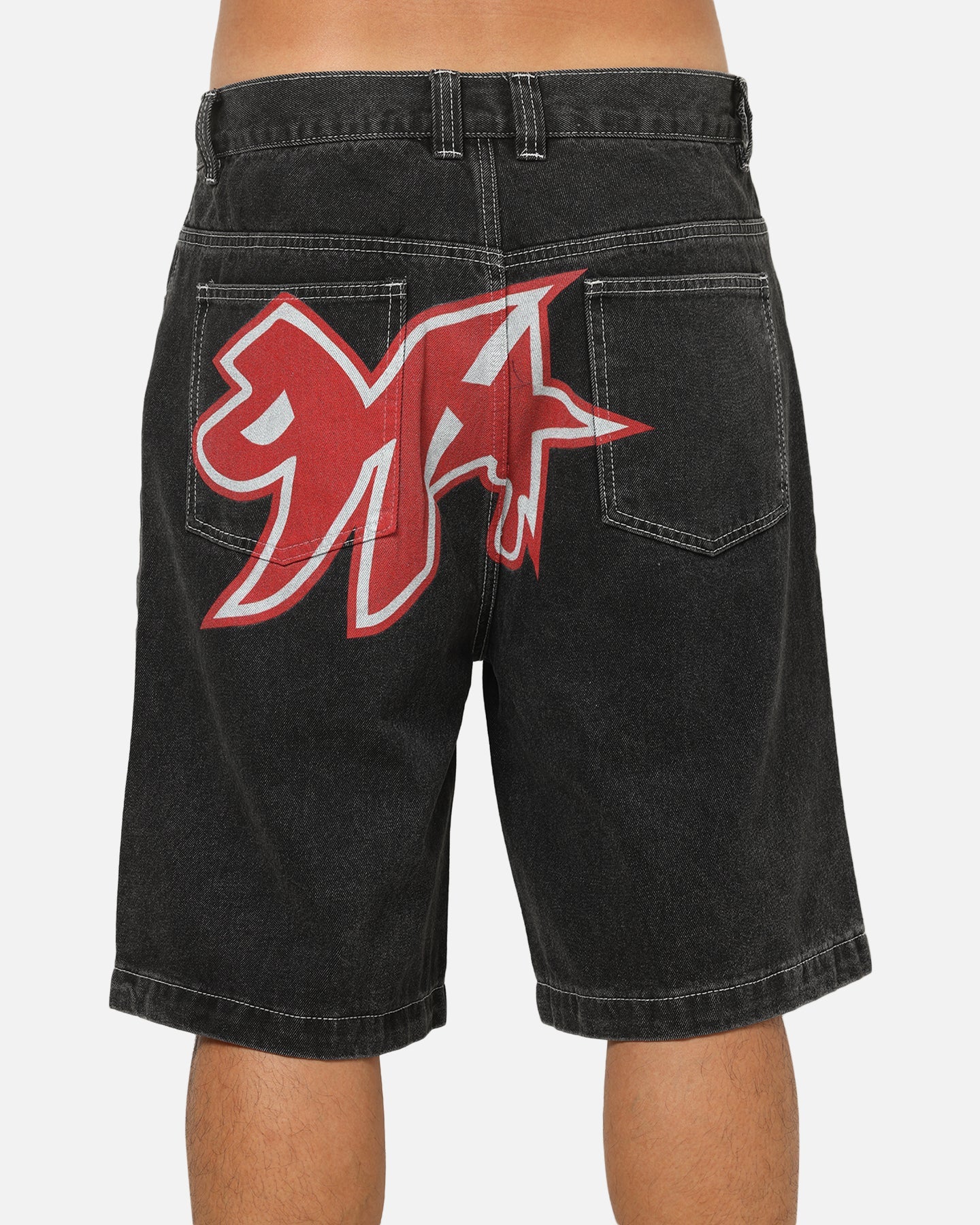 X-Large 91 Star Bull Denim Shorts Washed Black