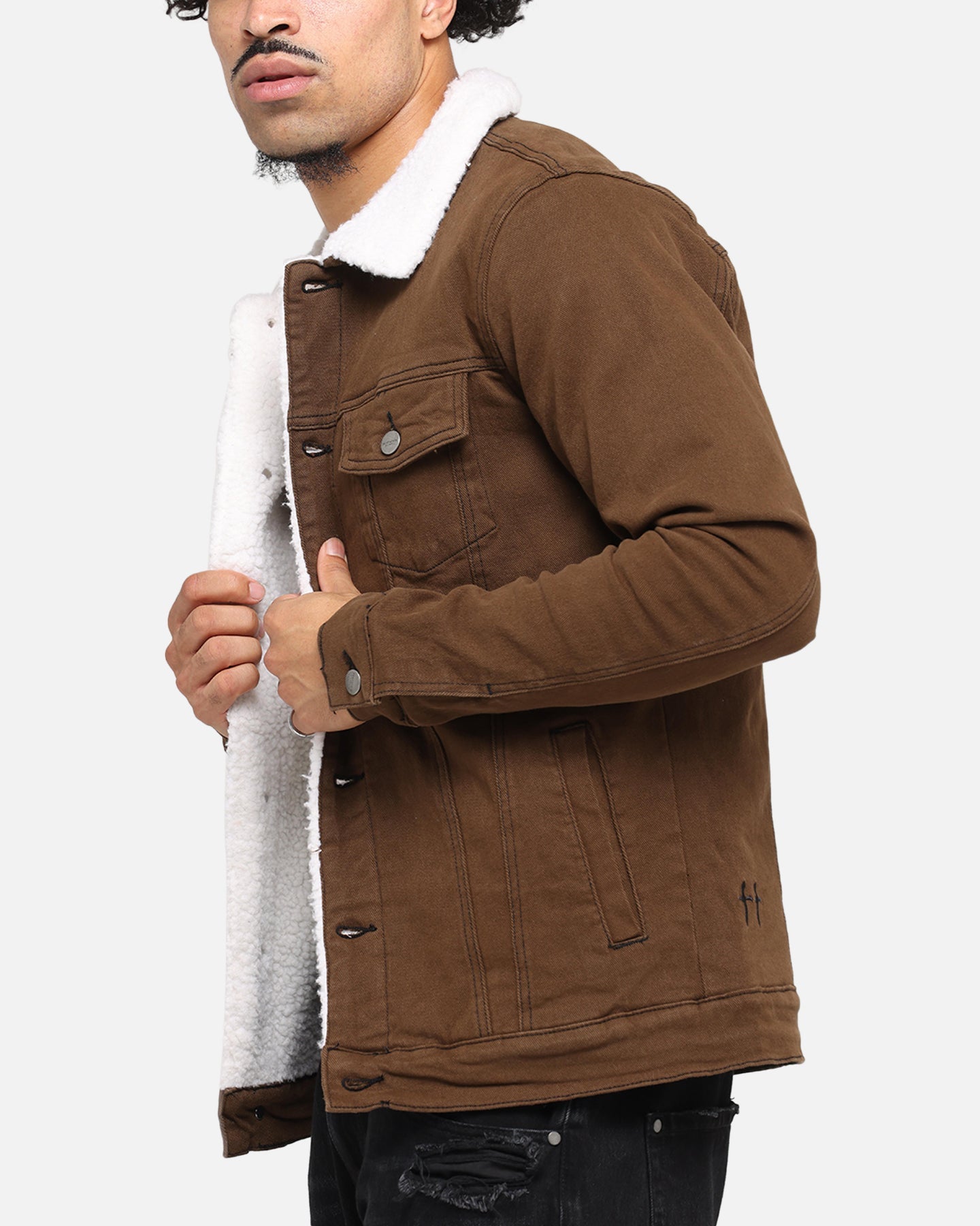 Saint Morta Sherpa Denim Jacket Vintage Brown