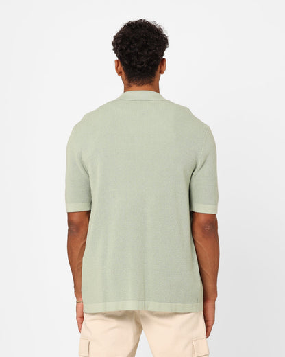 XXIII Zyair Knit Rib Button Up Shirt Sage