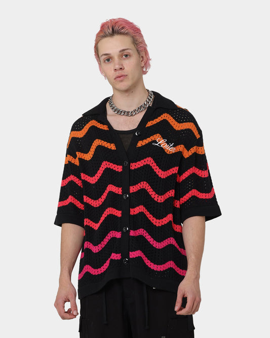 Loiter Breeze Knit Button-Up Shirt Black
