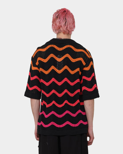 Loiter Breeze Knit Button-Up Shirt Black