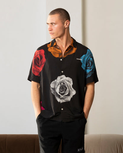 Carré Rose Bunch Button Up Shirt Black