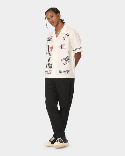 Loiter Tattoo Button Up Shirt Ecru