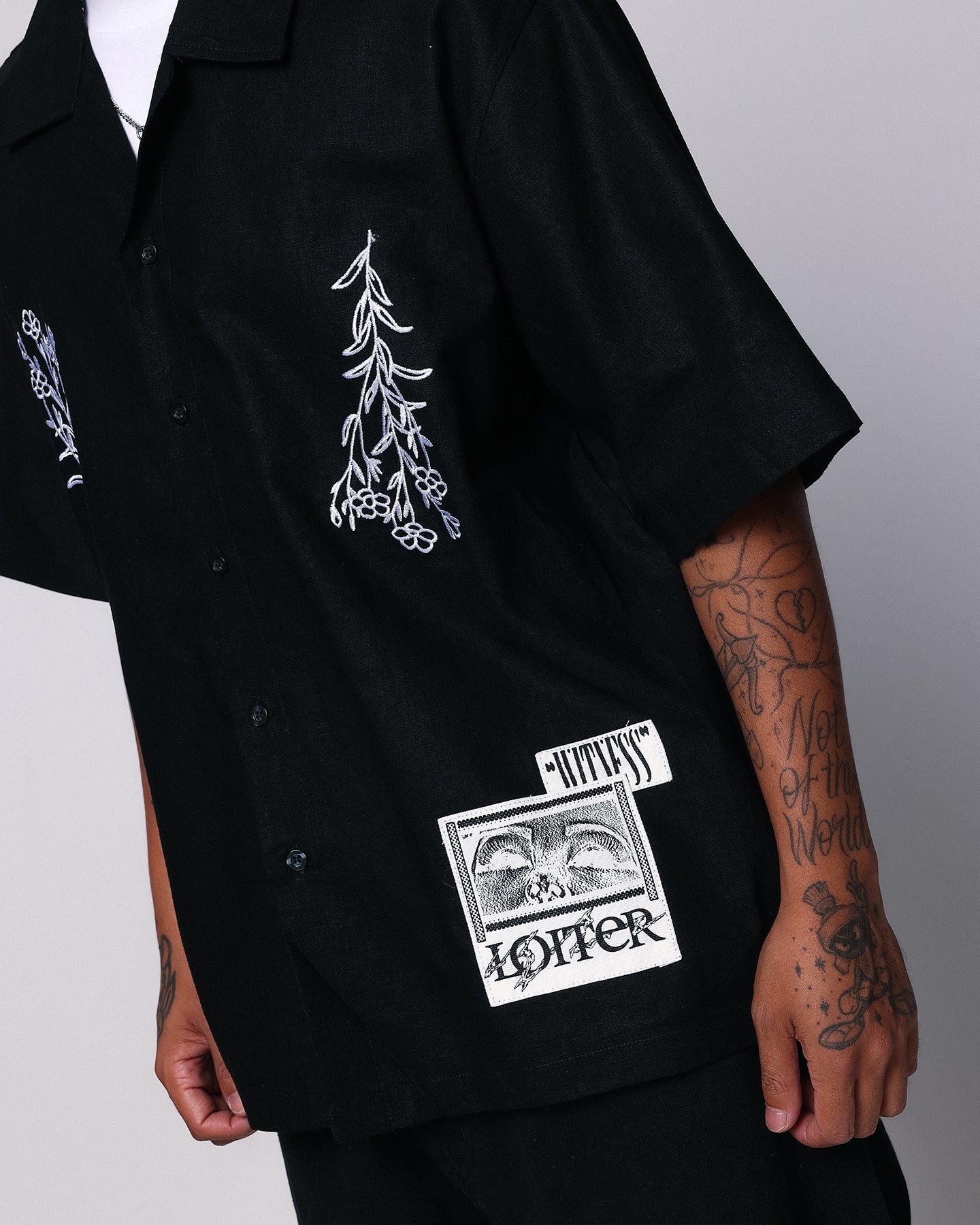 Loiter Witness Button Up T-Shirt Black