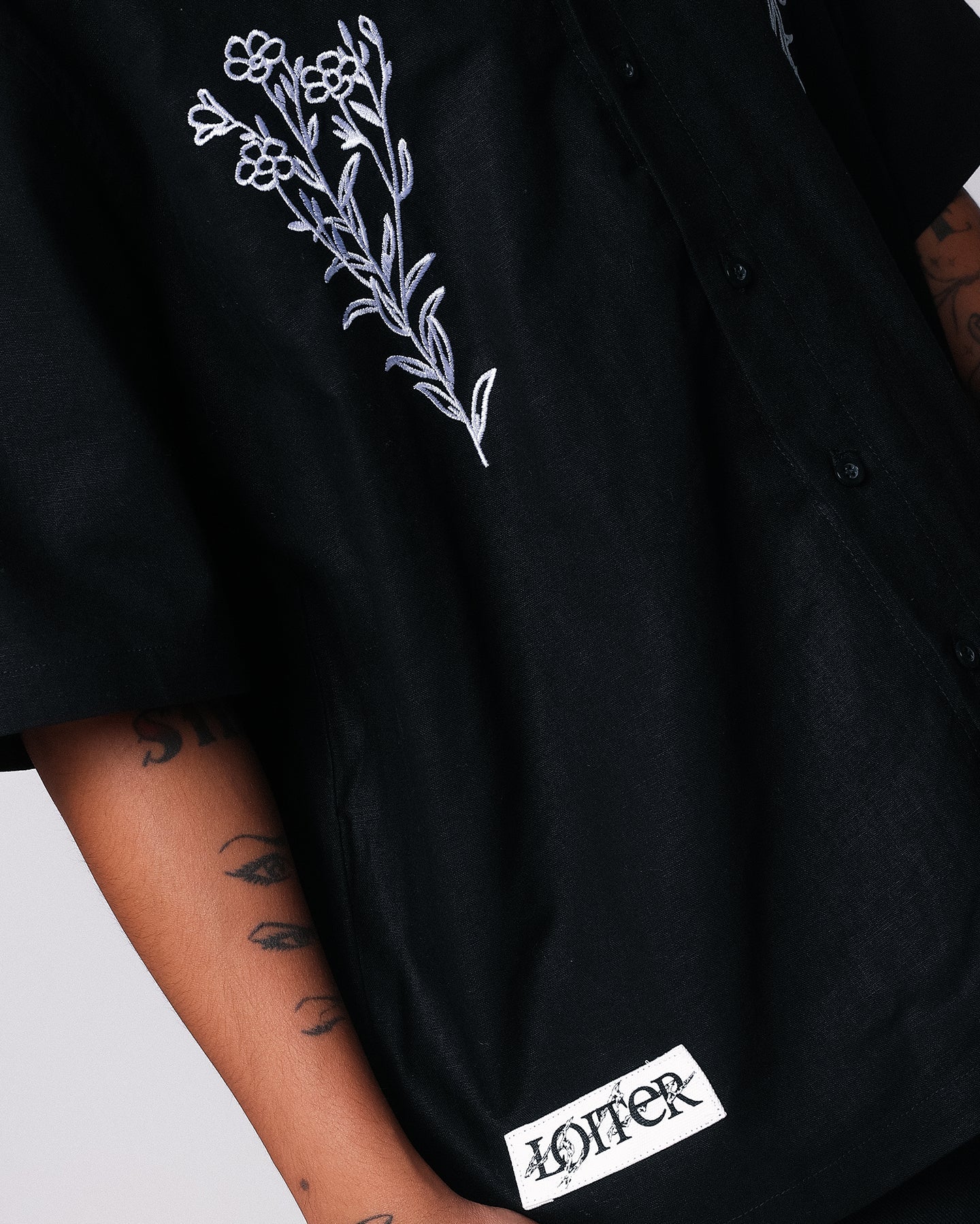 Loiter Witness Button Up T-Shirt Black