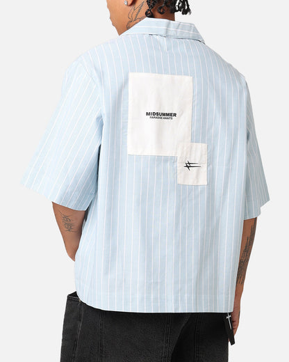 Loiter Studio Cropped Button Up Shirt Light Blue