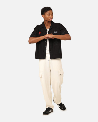 Loiter Oasis Embroidered Button Up Shirt Black