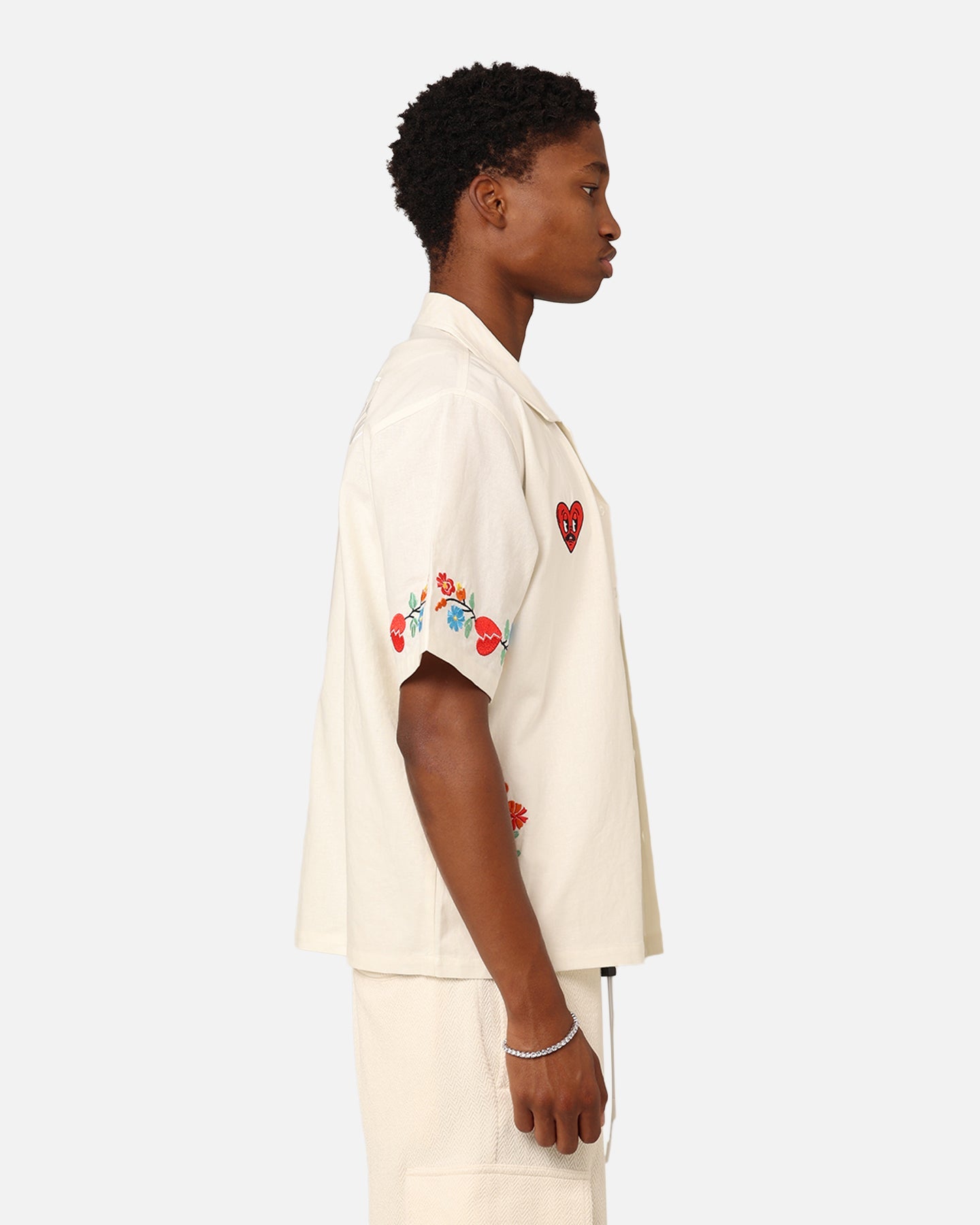 Loiter Oasis Embroidered Button Up Shirt Ecru