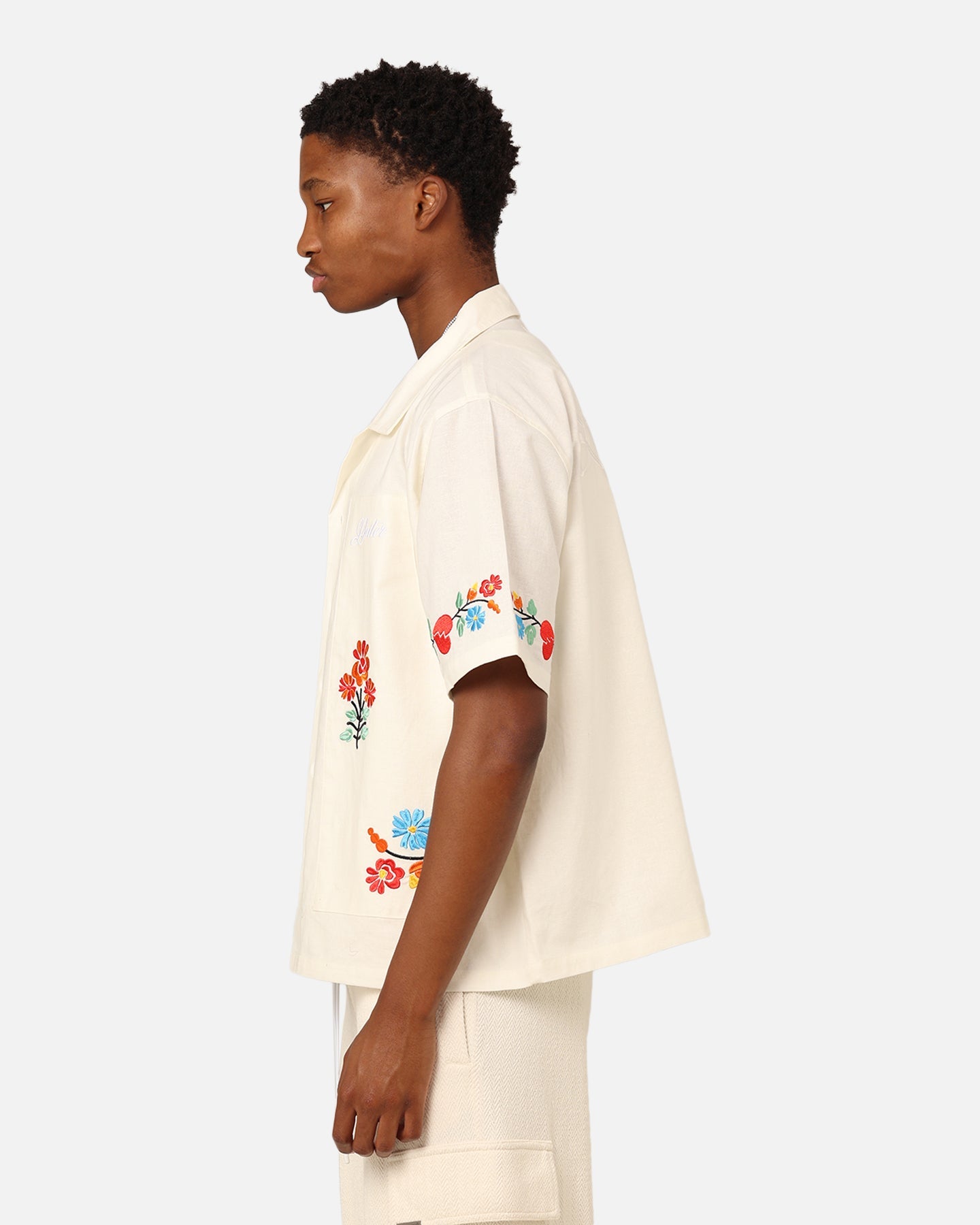 Loiter Oasis Embroidered Button Up Shirt Ecru
