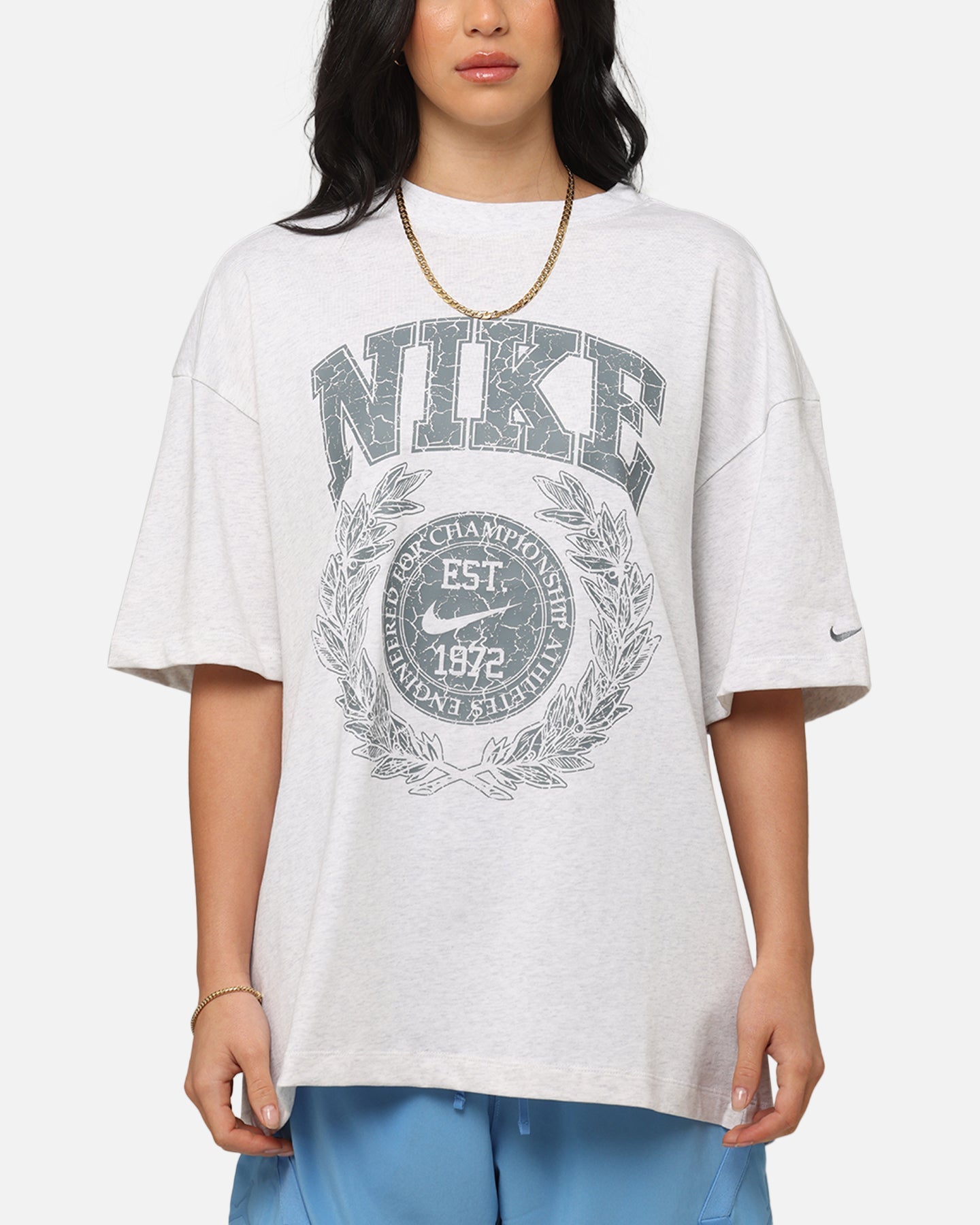 Nike Women's Sportswear Essential Oversized T-Shirt Birch Heather/Cool Grey