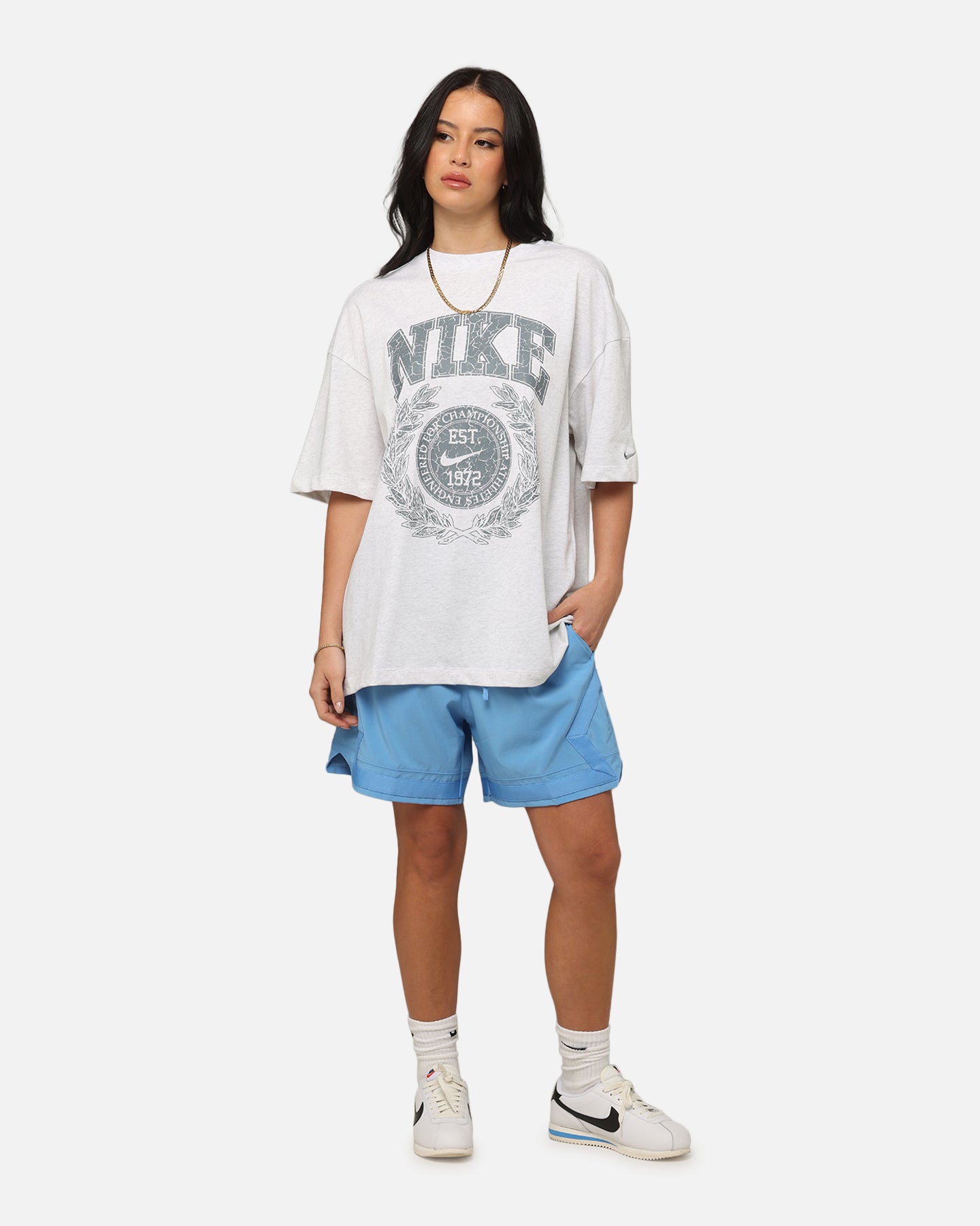 Nike Women's Sportswear Essential Oversized T-Shirt Birch Heather/Cool Grey