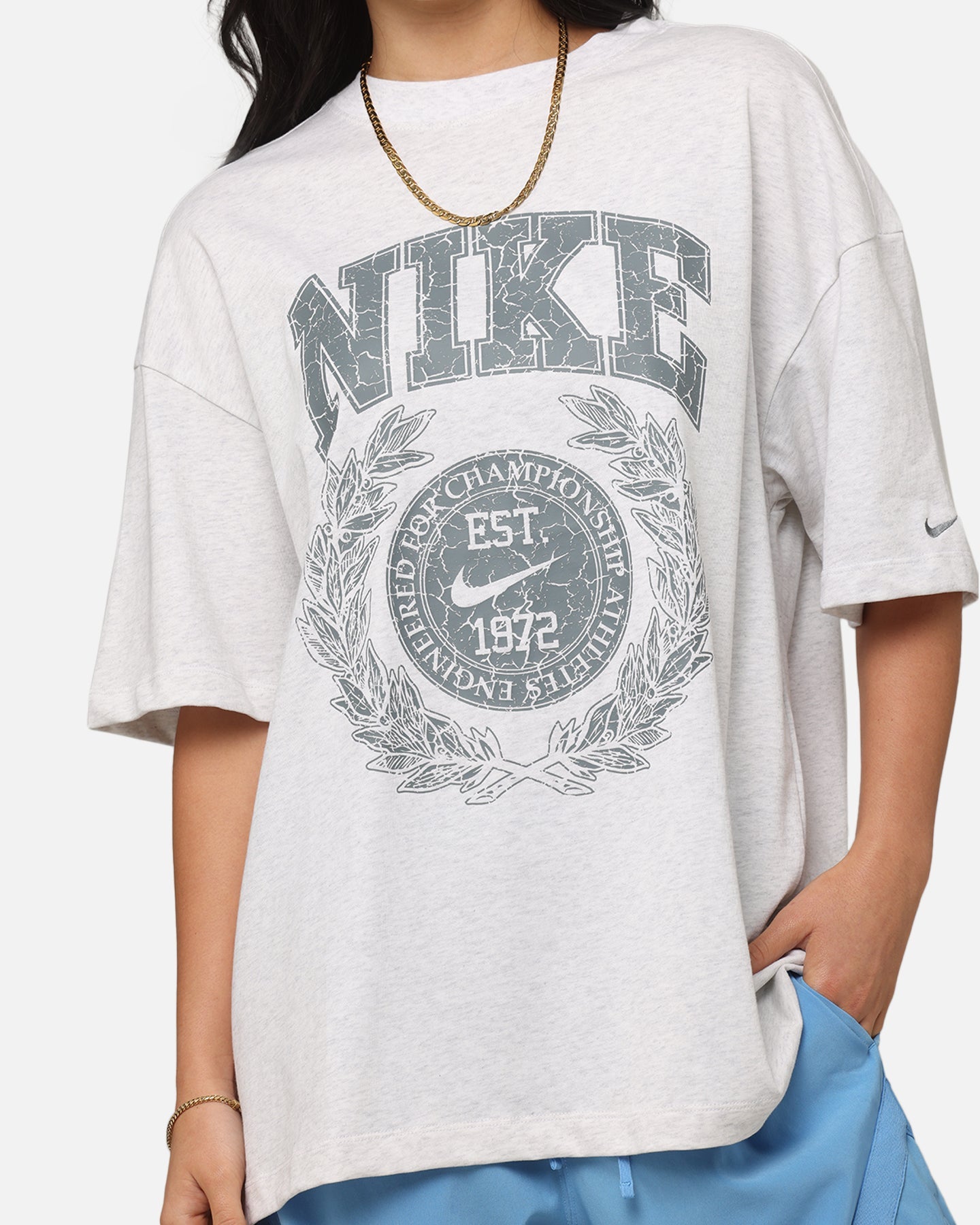 Nike Women's Sportswear Essential Oversized T-Shirt Birch Heather/Cool Grey