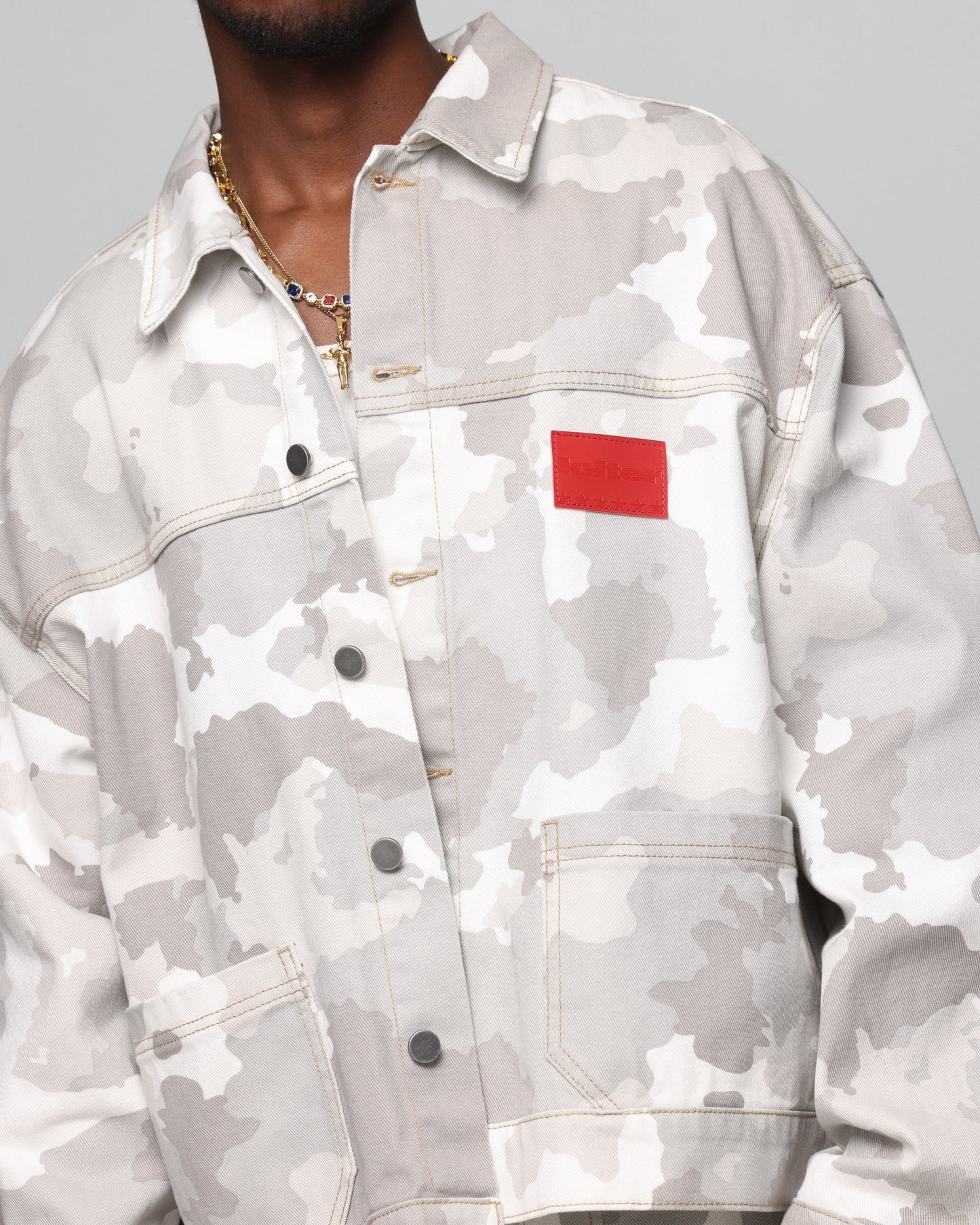 Loiter Prestige Denim Jacket Snow Camo