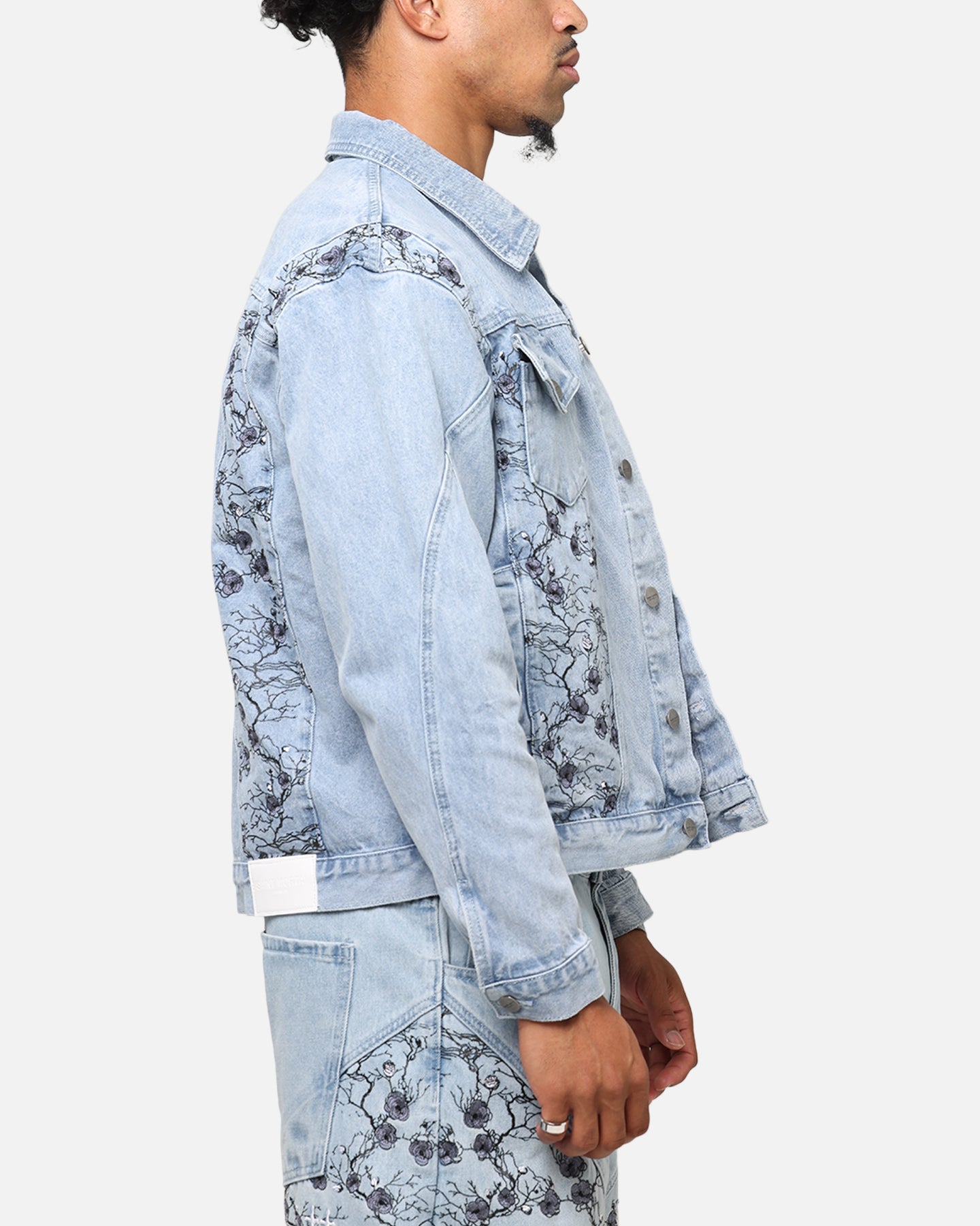 Saint Morta Poison Ivy Panel Denim Jacket Mid Blue