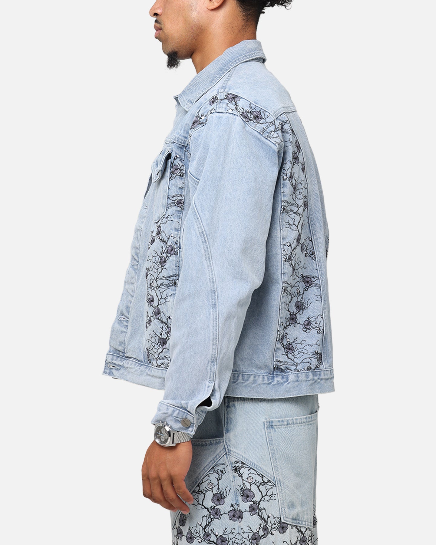 Saint Morta Poison Ivy Panel Denim Jacket Mid Blue