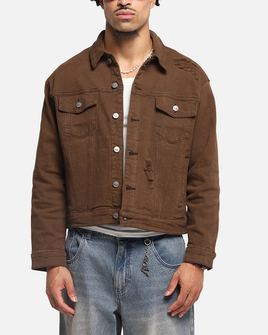 Saint Morta Trucker Denim Jacket Vintage Brown