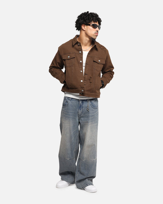 Saint Morta Trucker Denim Jacket Vintage Brown