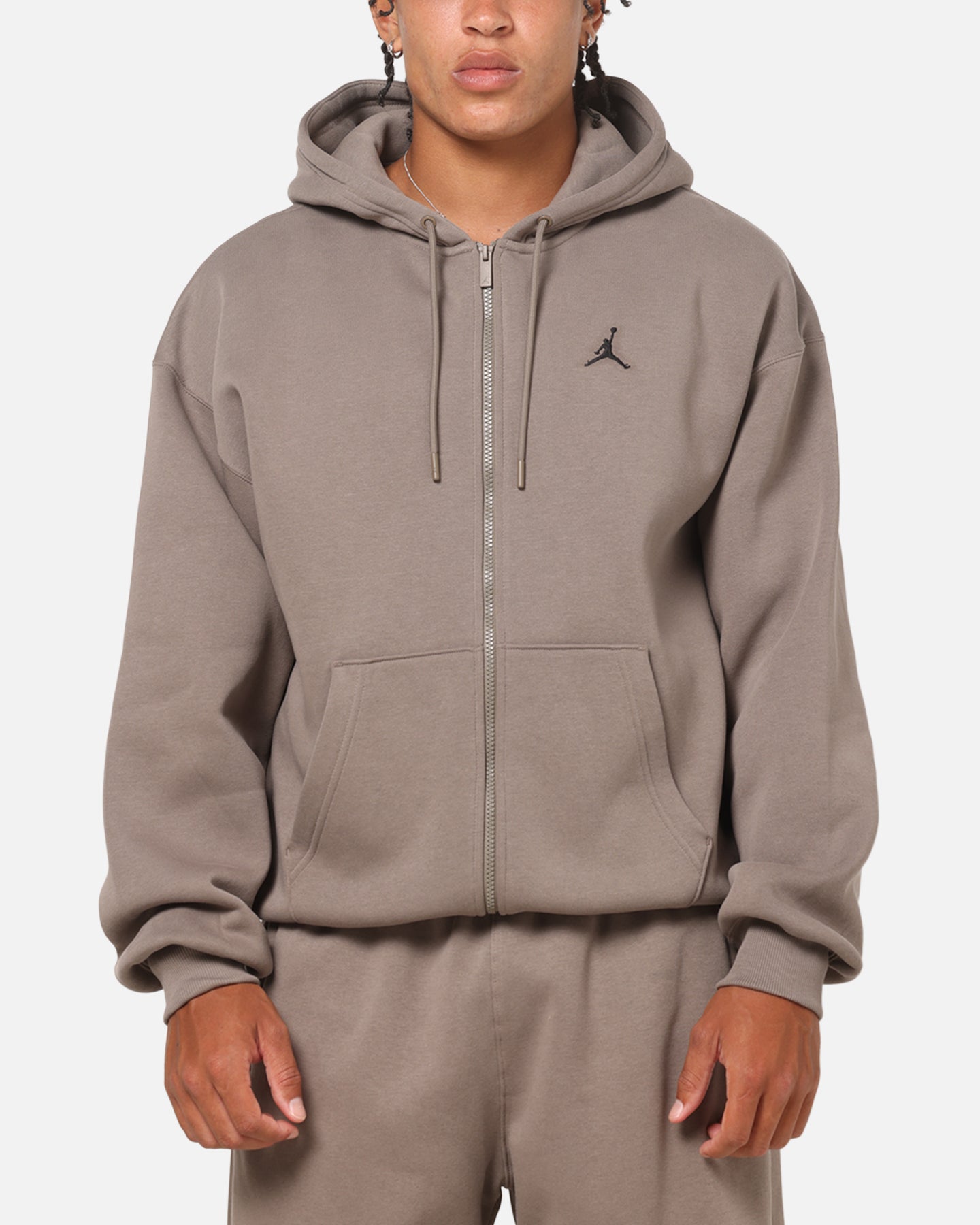 Jordan Jumpman Brooklyn Oversized Fleece Hoodie Olive Grey/Black