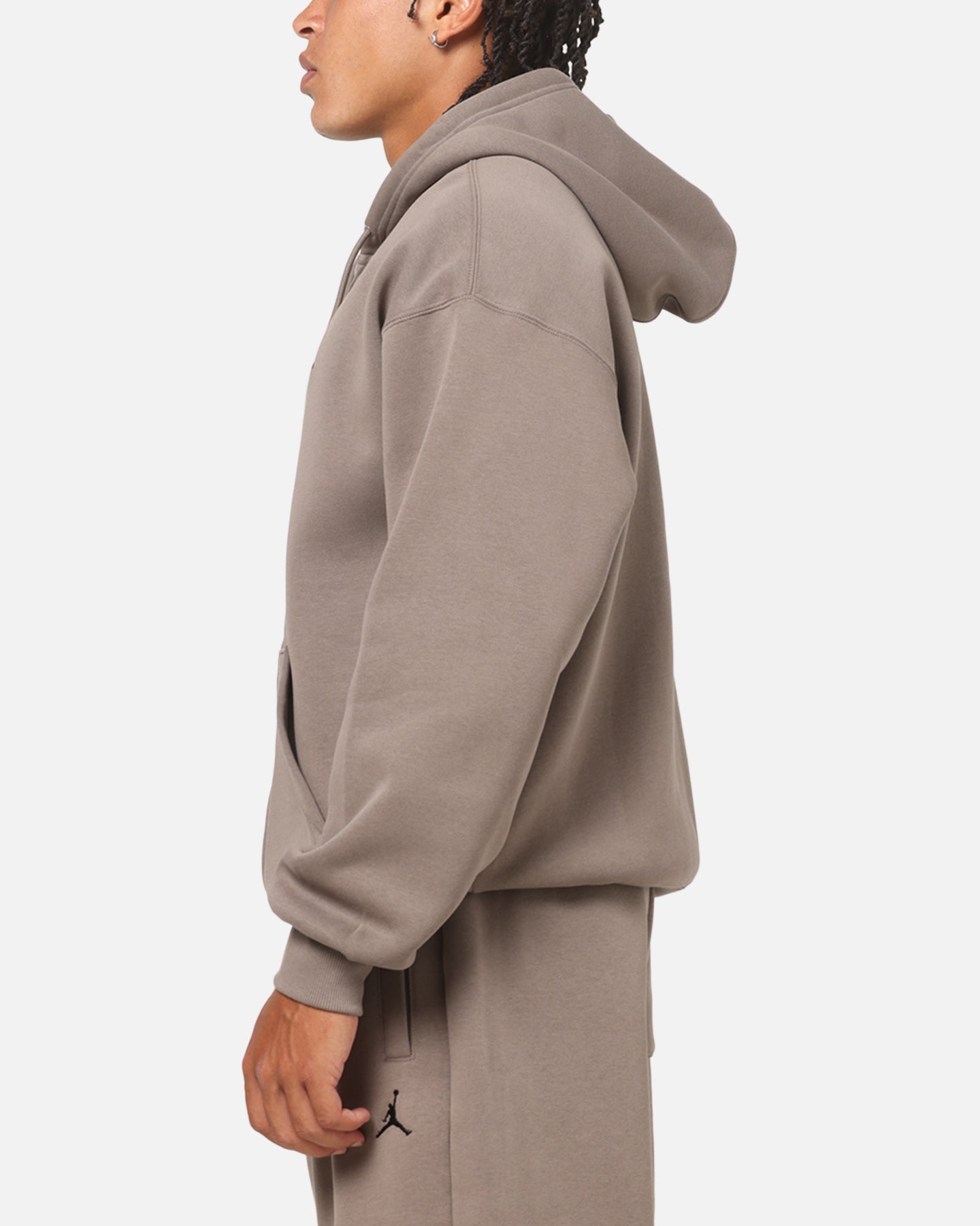 Jordan Jumpman Brooklyn Oversized Fleece Hoodie Olive Grey/Black