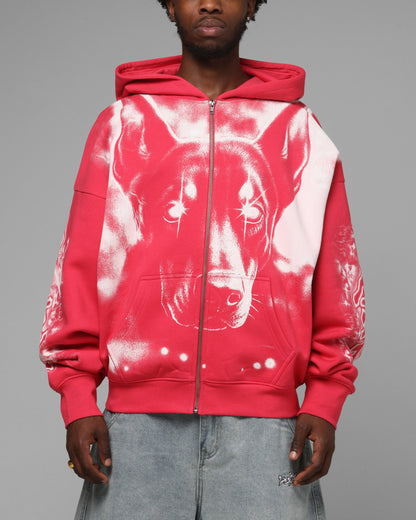 Loiter Dog Pound Airbrush Zip Hoodie Pink