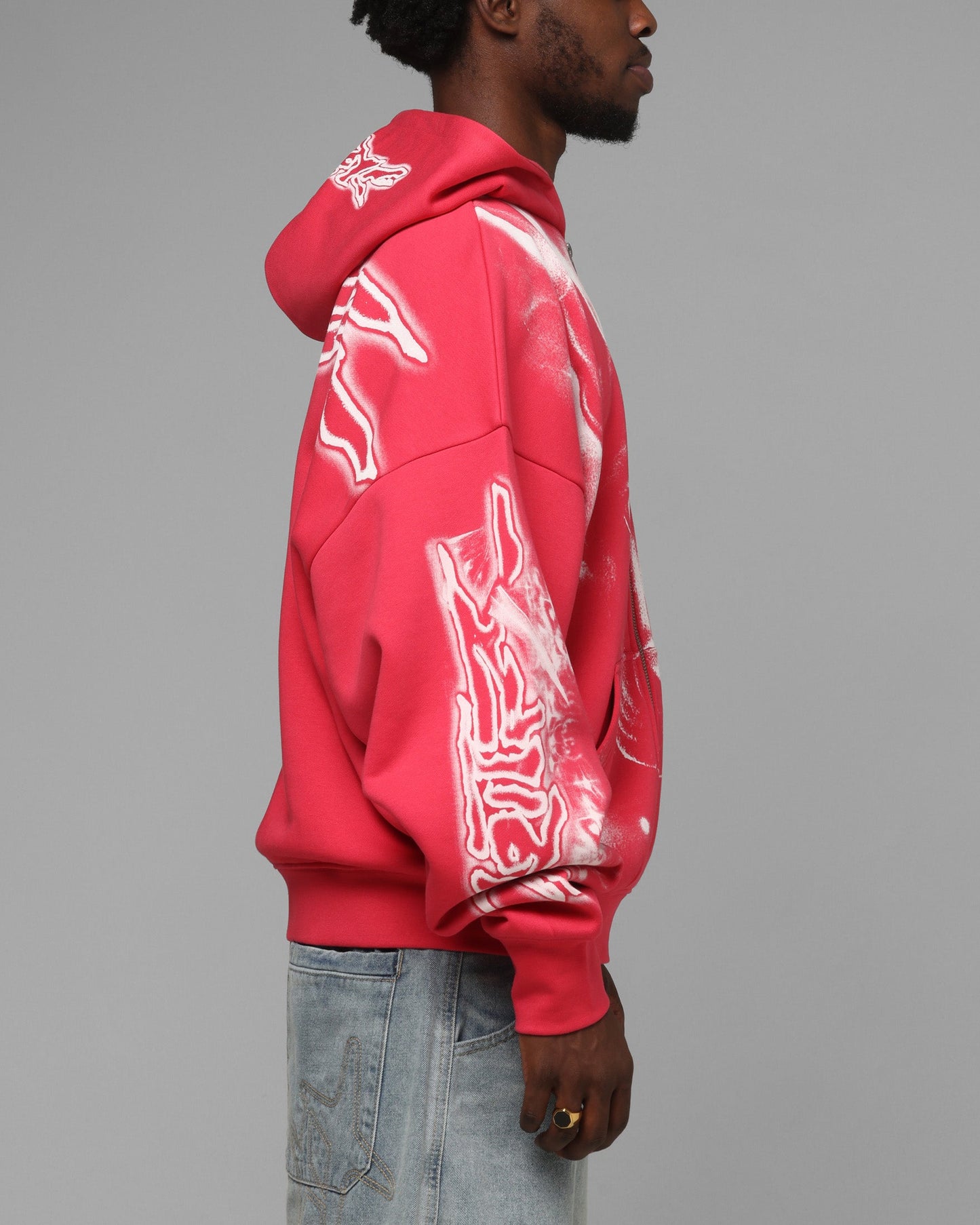 Loiter Dog Pound Airbrush Zip Hoodie Pink