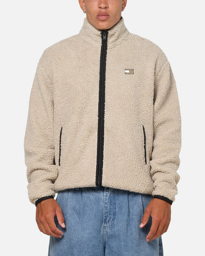 Tommy Jeans Relaxed Badge Zip Through Jacket Beige