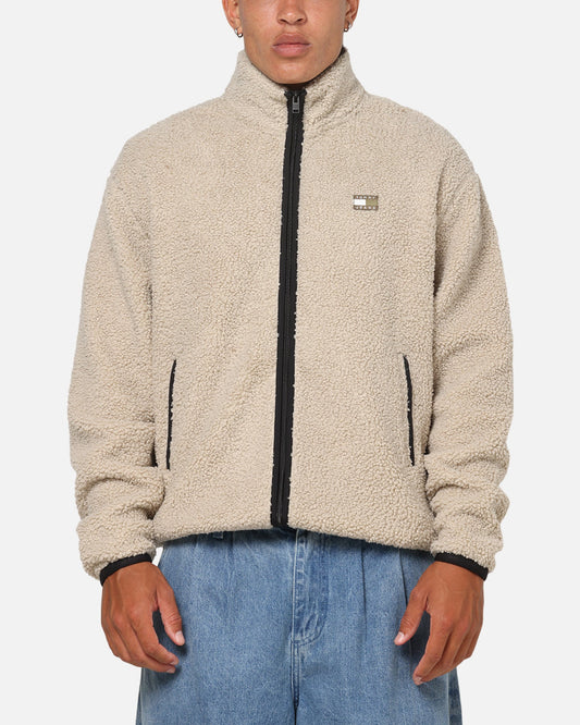 Tommy Jeans Relaxed Badge Zip Through Jacket Beige