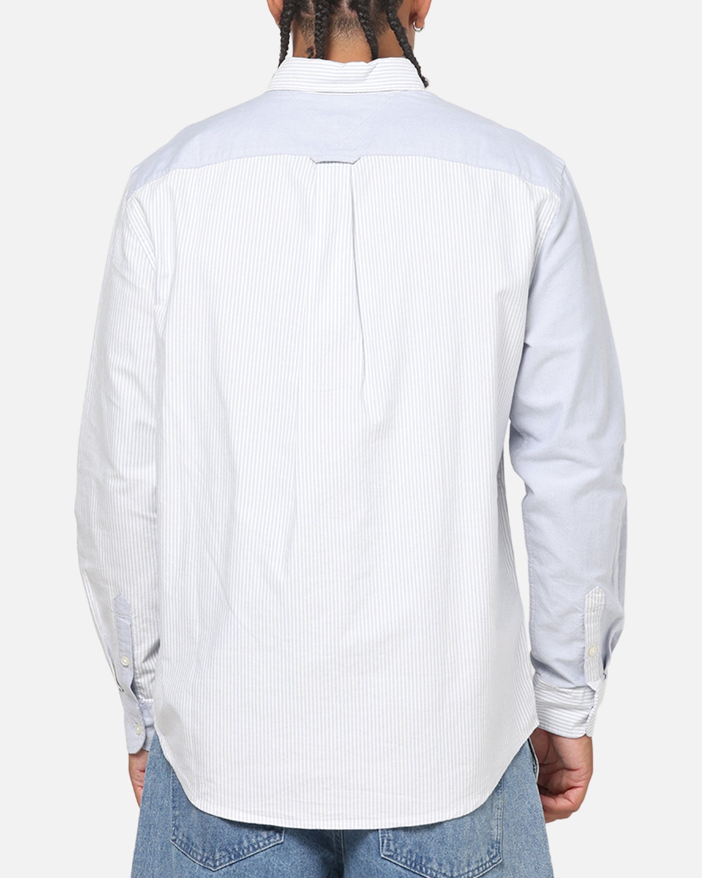 Tommy Jeans Relaxed Oxford Stripes Button Up Shirt Blue Pinstripe