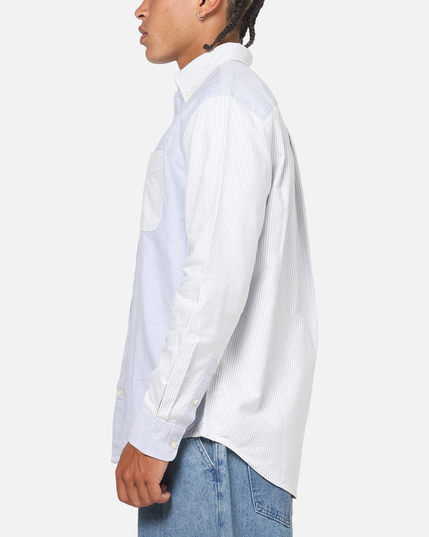 Tommy Jeans Relaxed Oxford Stripes Button Up Shirt Blue Pinstripe