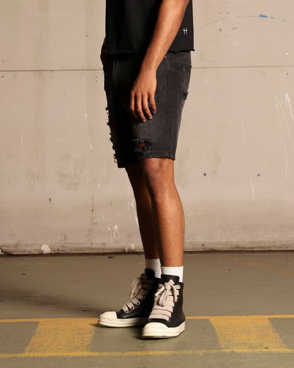 Saint Morta Destroyer Distressed Shorts Vintage Black