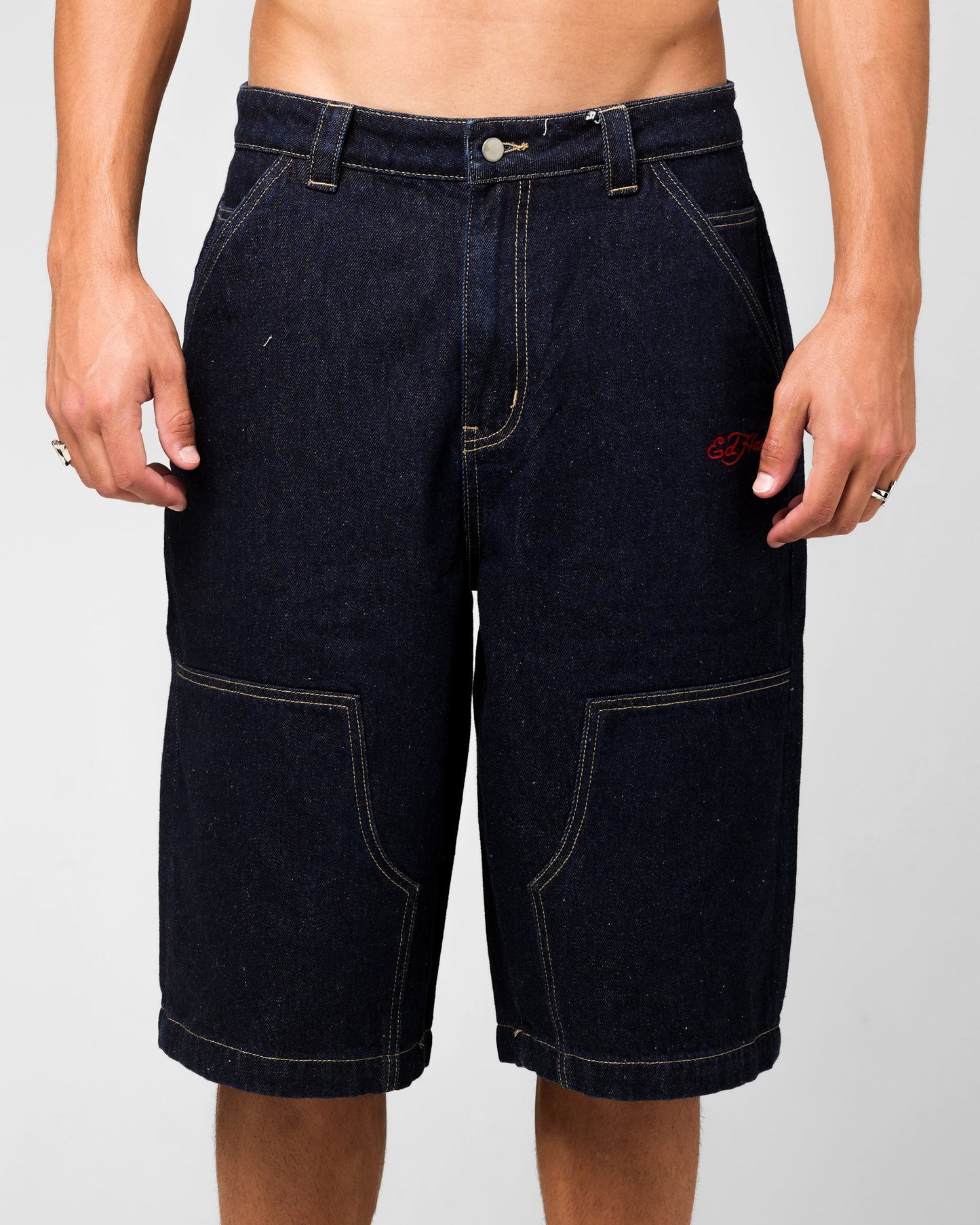 Ed Hardy Dragon Jorts Indigo