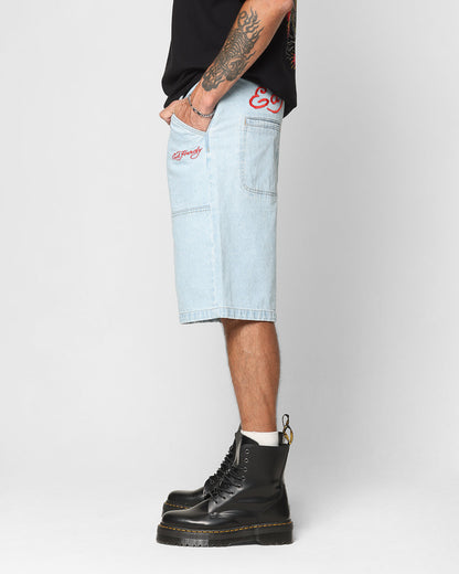 Ed Hardy Dragon Jorts Light Blue