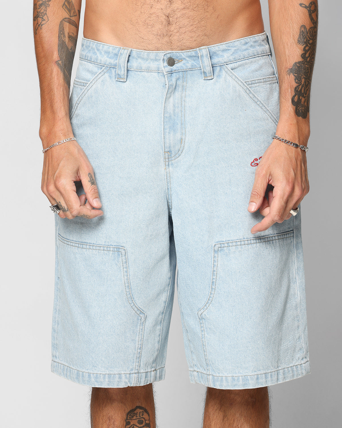 Ed Hardy Dragon Jorts Light Blue