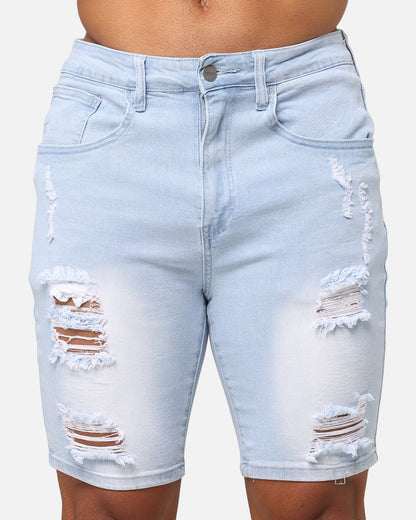 Saint Morta Dynasty Thrash V2 Denim Shorts Pale Blue