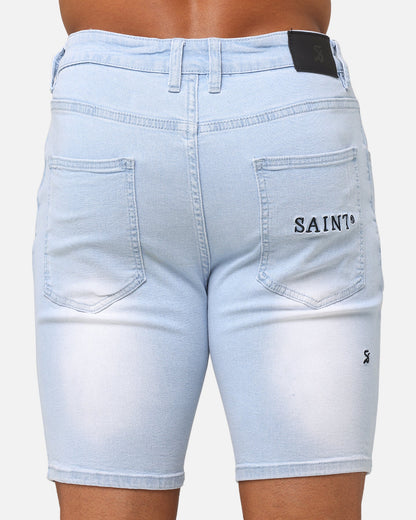 Saint Morta Dynasty Thrash V2 Denim Shorts Pale Blue