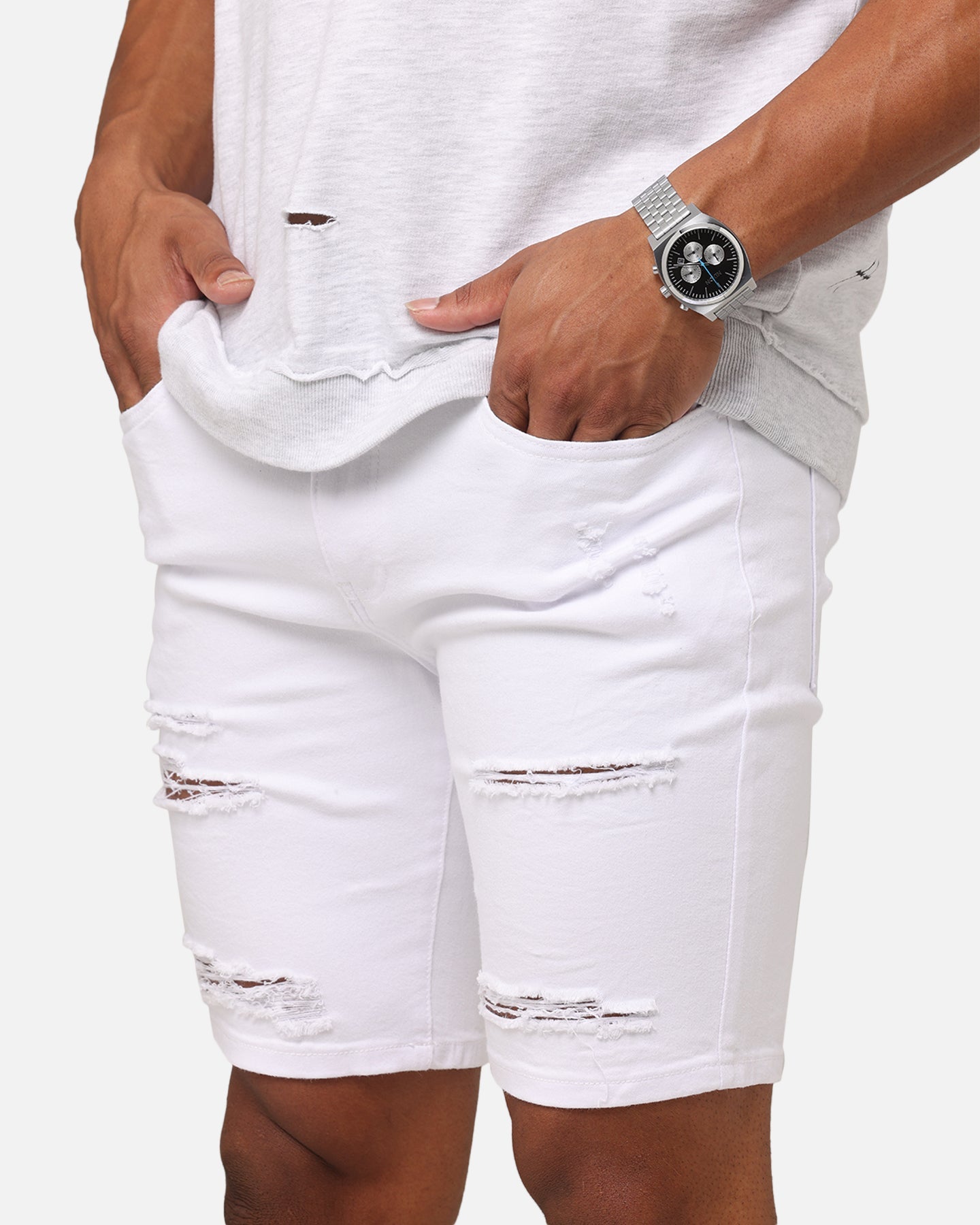 Saint Morta Dynasty Thrash V2 Denim Shorts White