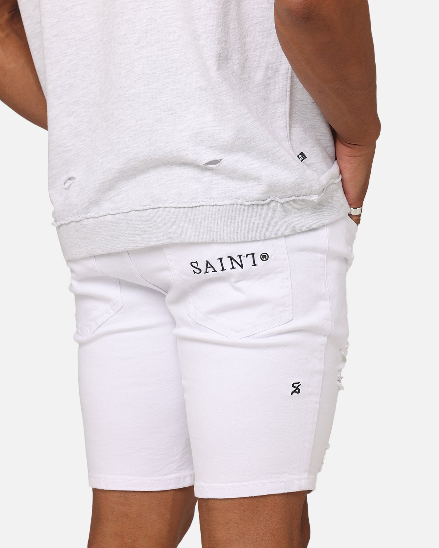 Saint Morta Dynasty Thrash V2 Denim Shorts White