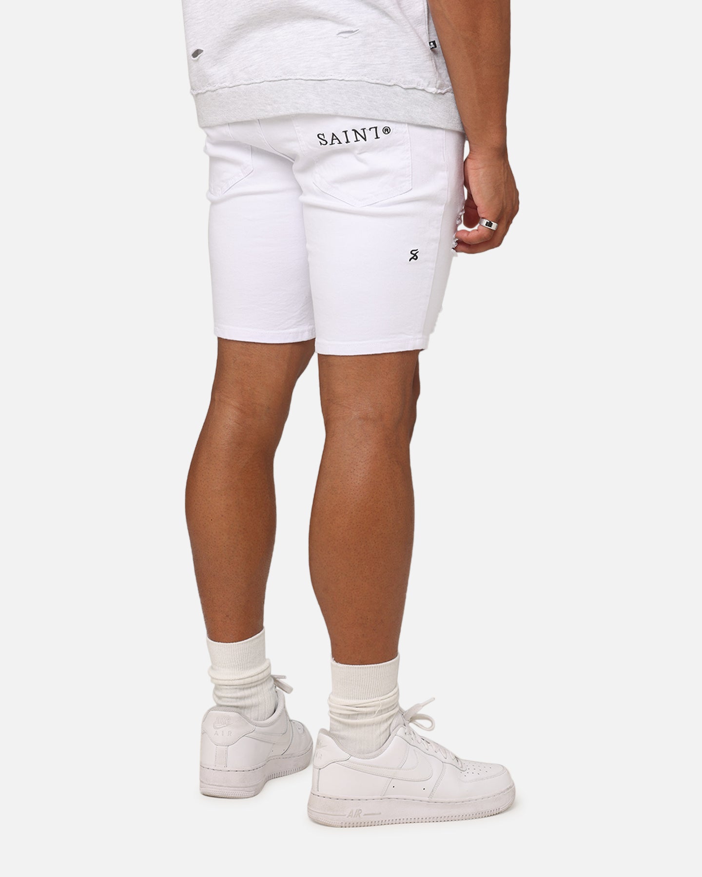 Saint Morta Dynasty Thrash V2 Denim Shorts White