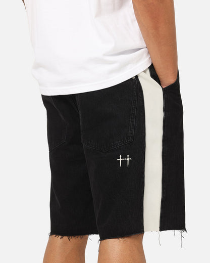 Saint Morta Amplus Sidewinder Denim Jort Shorts Black/Off White
