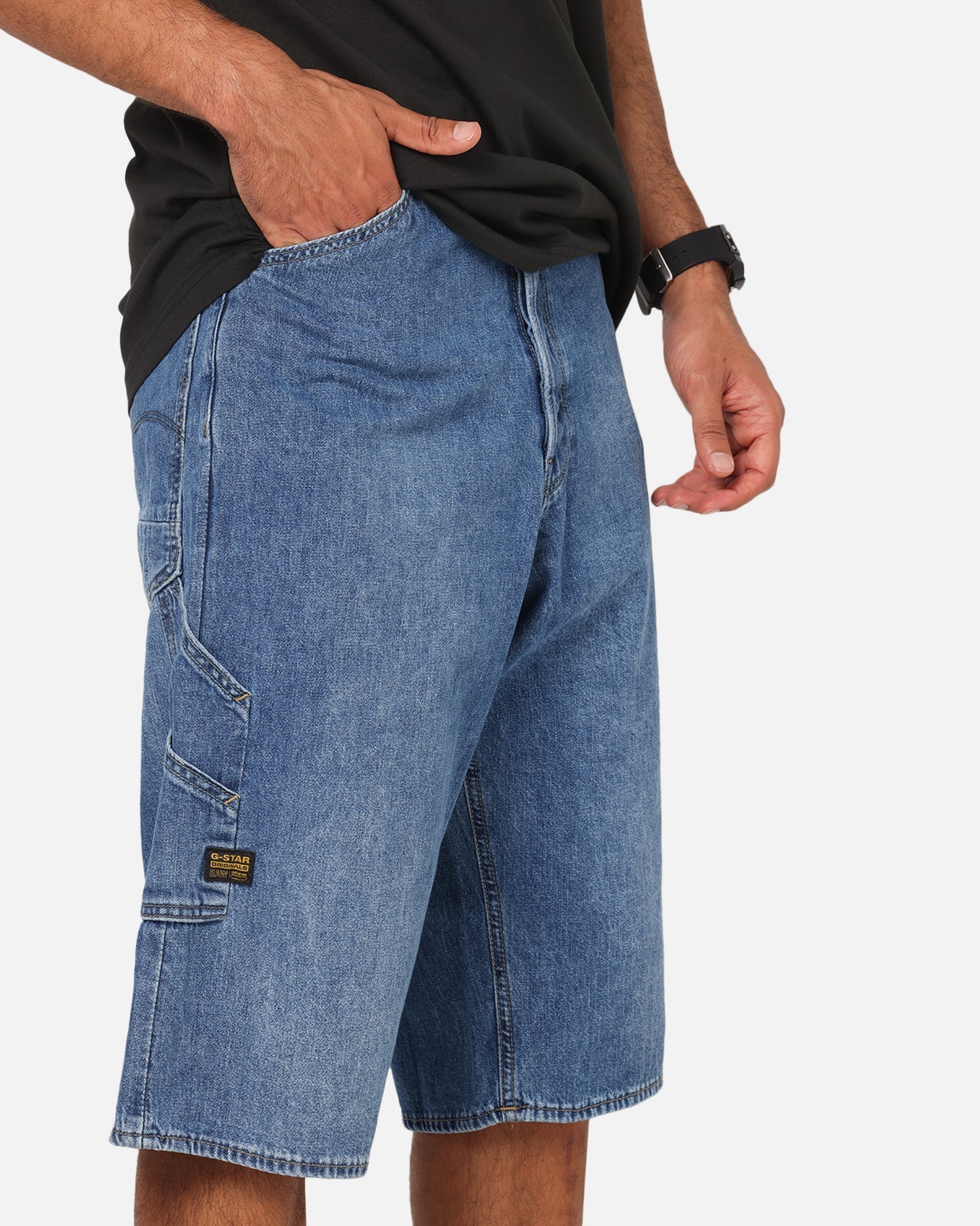 G-Star Bam Logger Denim Shorts Faded Blue