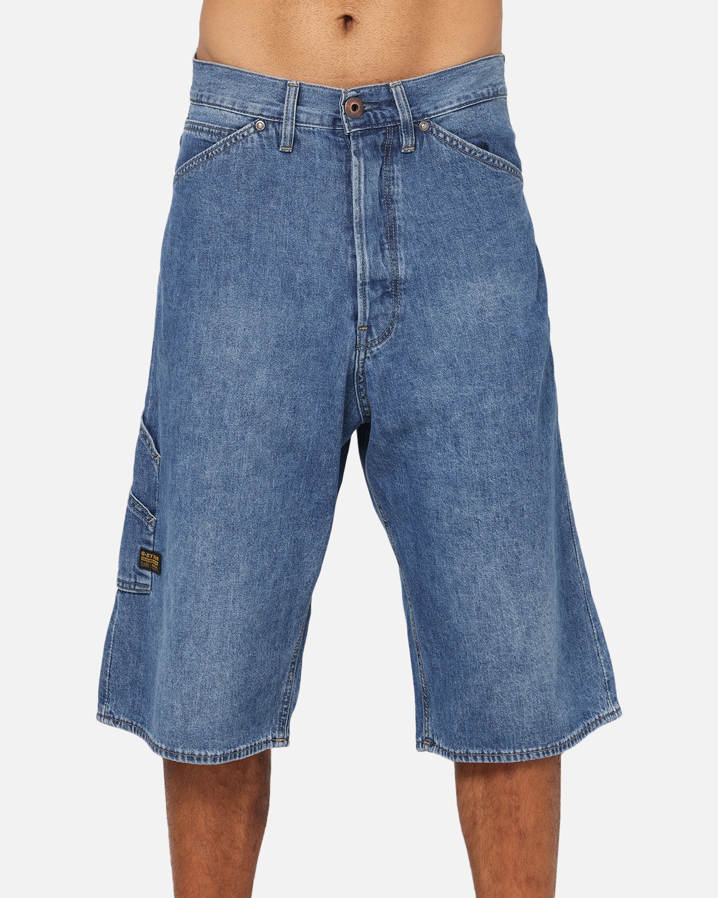 G-Star Bam Logger Denim Shorts Faded Blue