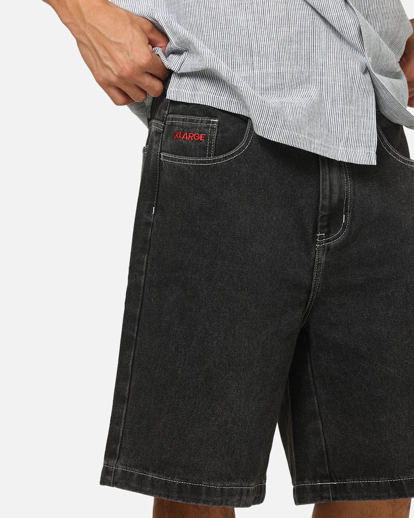 X-Large 91 Star Bull Denim Shorts Washed Black