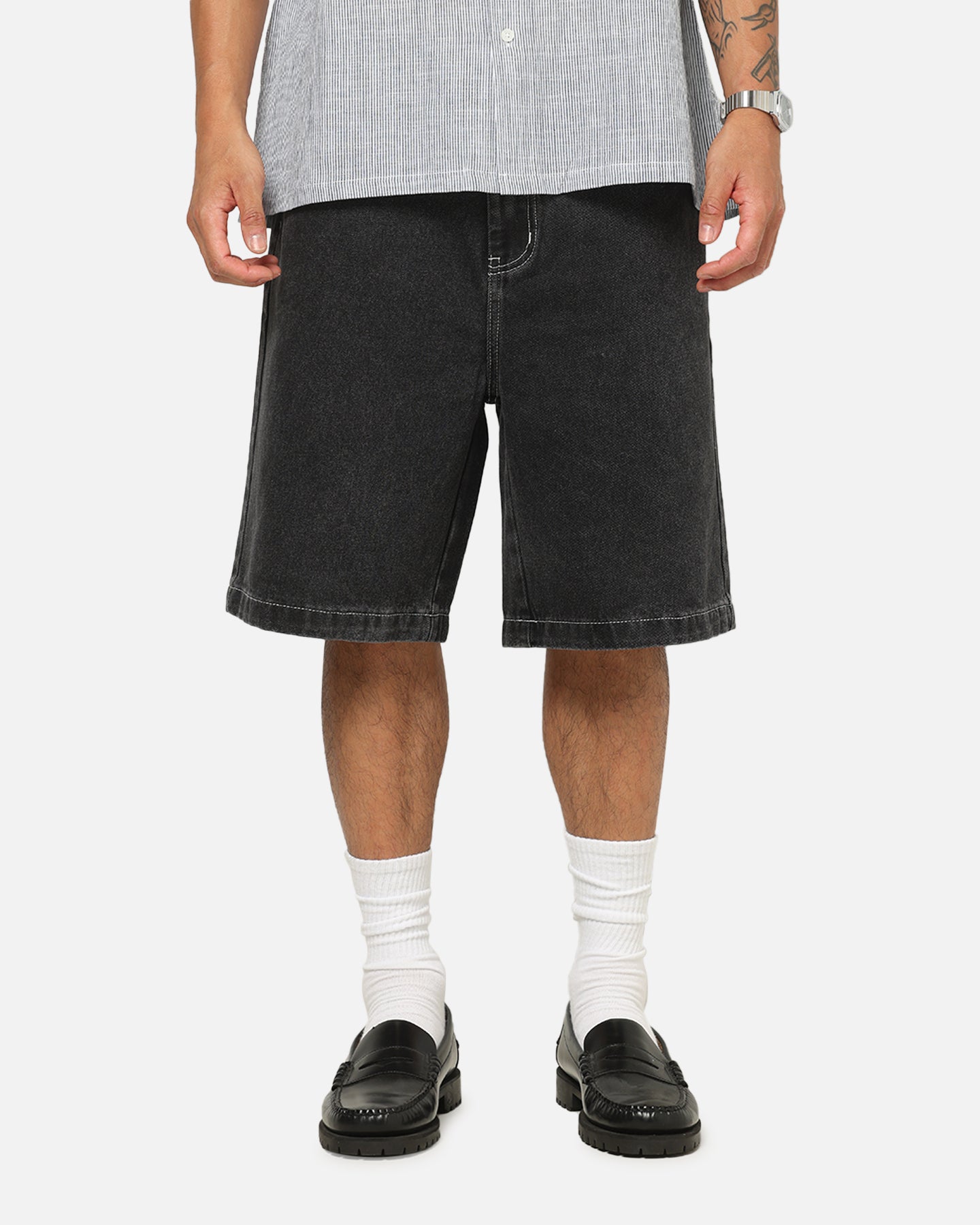 X-Large 91 Star Bull Denim Shorts Washed Black