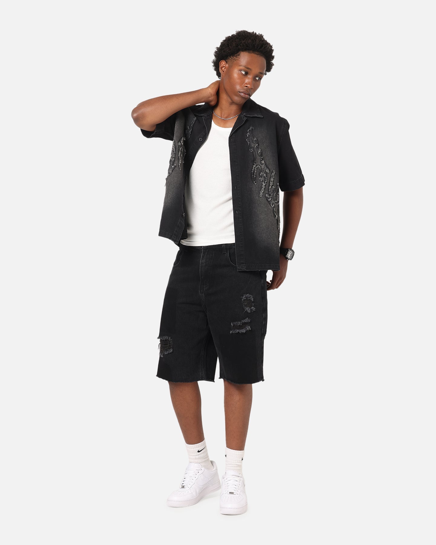 Saint Morta Halo Damage Jorts Black