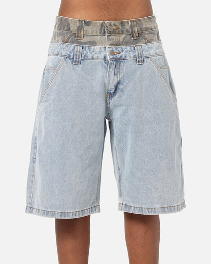 Ed Hardy Double Waist Camo Jorts Mid Blue Denim