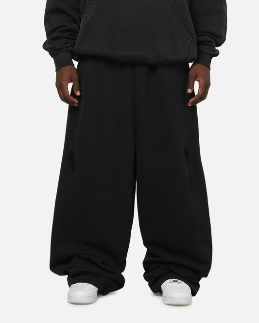 Saint Morta Distressed Baggy Sweatpants Black Wash